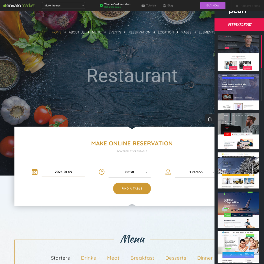 Modern Restaurant Themes Website Builders