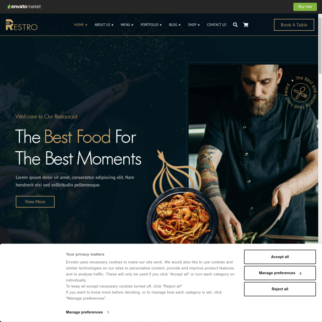 Modern Restaurant Themes Website Builders