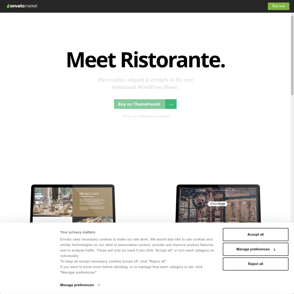 Modern Restaurant Themes Website Builders