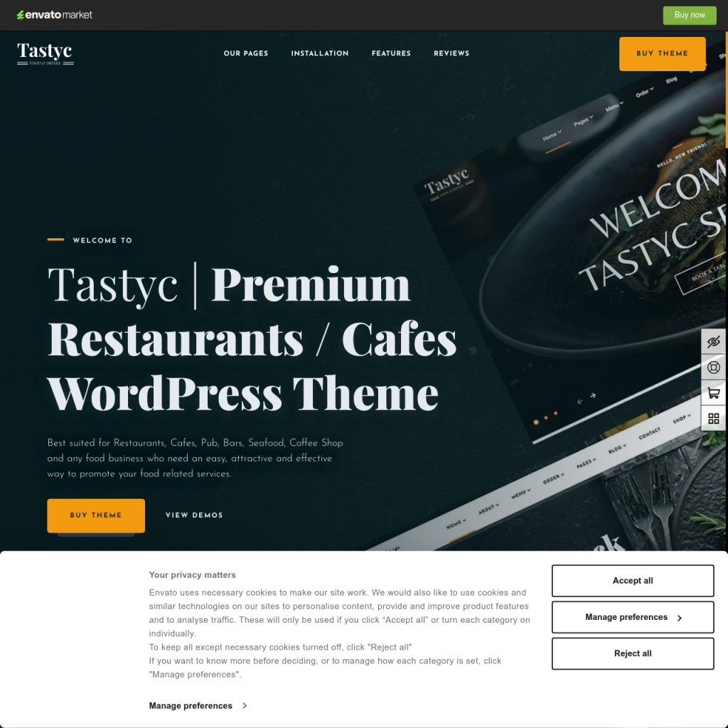 Modern Restaurant Themes Website Builders